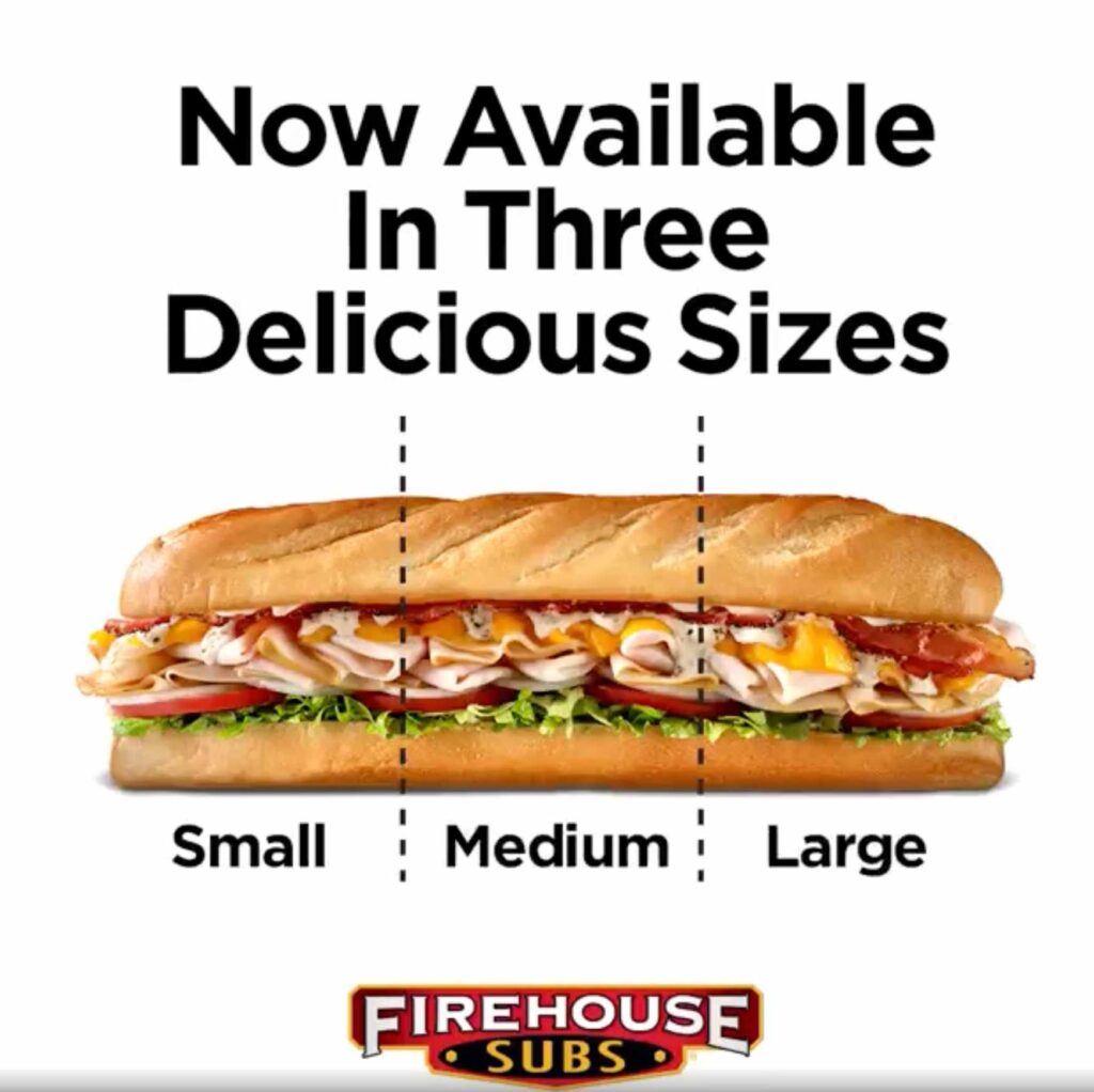 Firehouse Subs Sizes
