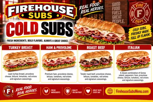 Firehouse Subs Cold Subs Menu