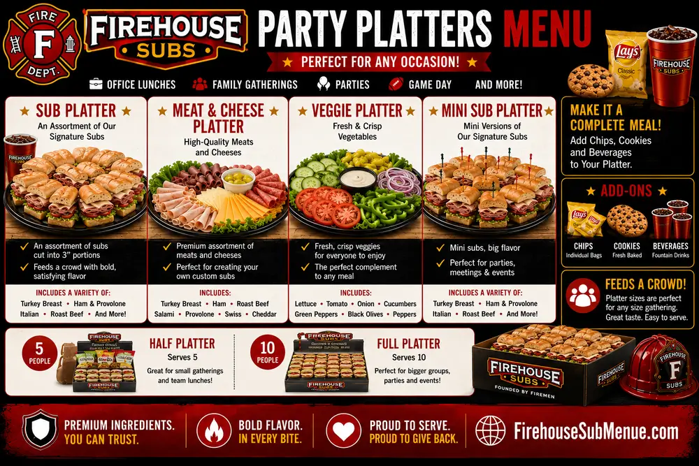 Firehouse Subs Party Platters Menu
