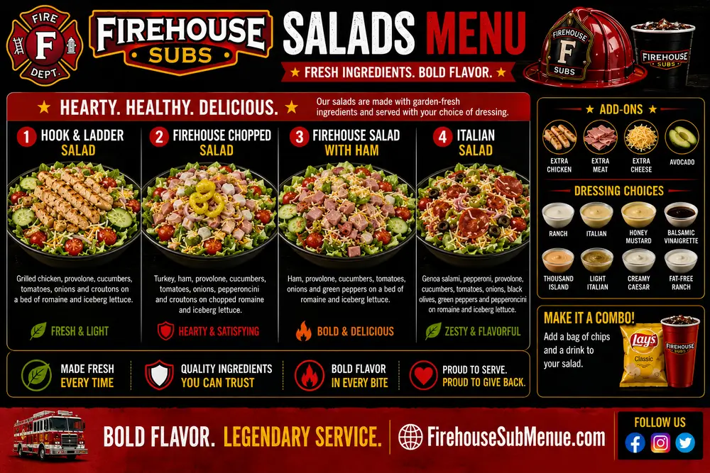 Firehouse Subs Salads Menu with Prices and pictures 8 Firehouse Subs Salads Menu