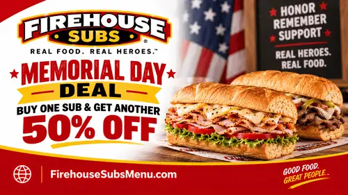 Firehouse Subs Memorial Day Deal 2026: Buy One Sub & Get Another 50% Off