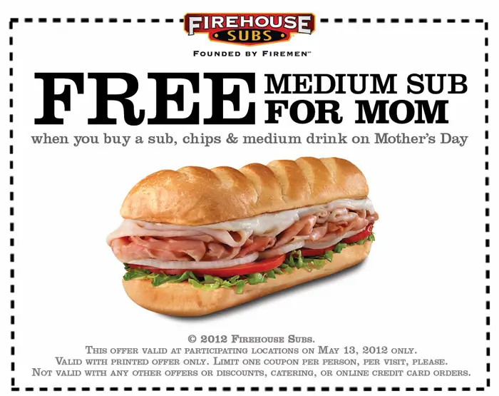 Affordable Mother’s Day Meal Ideas From Firehouse Subs (Mother’s Day 10 May 2026) 7 Firehouse Subs Mother’s Day 2012 Poster
