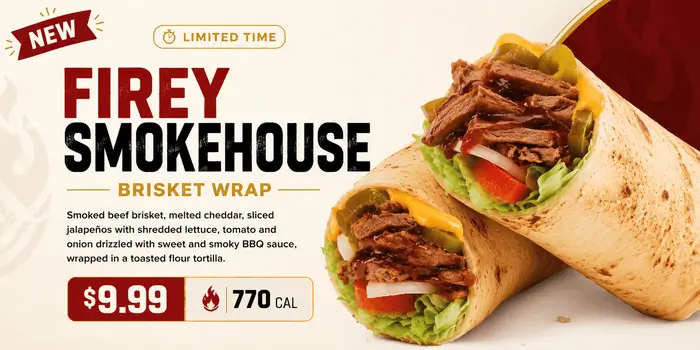 Firey Smokehouse Brisket Wrap - Price, Nutrition & Allergens 5 Firey Smokehouse Brisket Wrap