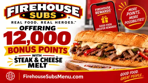 Firehouse Subs Offering 12,000 Bonus Points with Steak & Cheese Melt