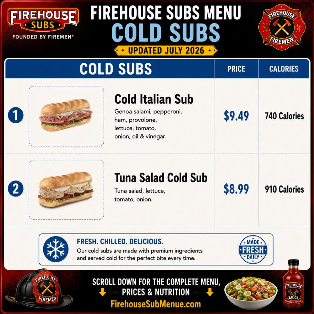 Firehouse Subs Menu Cold Subs