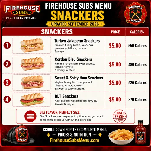Firehouse Snackers Menu September 2026