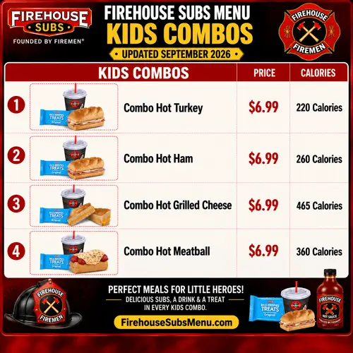 Firehouse Subs Menu Kids Combos September 2026